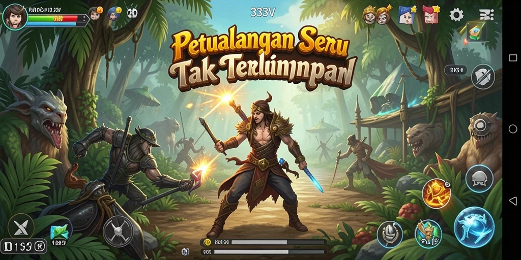 Screenshot utama 333V menampilkan aksi mendebarkan dalam gameplay Adventure.