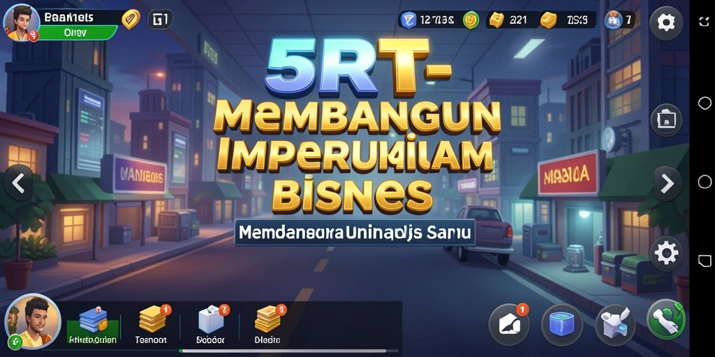 Screenshot 5RT menampilkan gameplay mendebarkan dalam membangun bisnis.