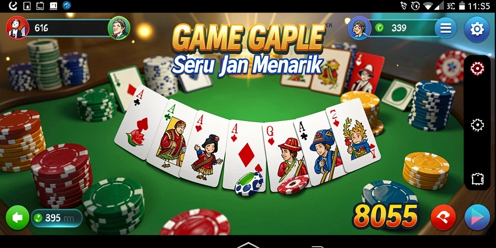 Tampilan gameplay seru Gaple di 8055.
