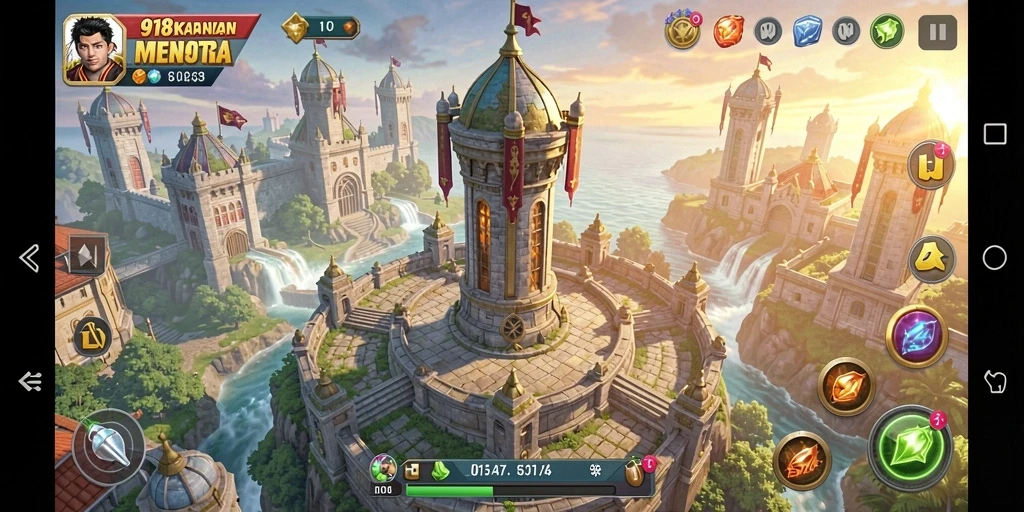Tampilan gameplay menara pertahanan di 918KAYA yang mendebarkan.