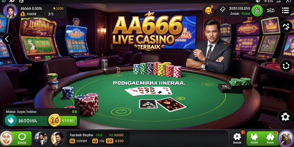 Screenshot game menunjukkan dealer langsung bermain di meja roulette.