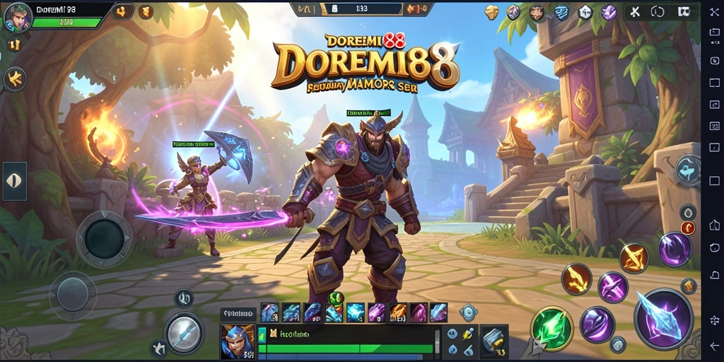 Screenshot gameplay DOREMI88 menunjukkan pertarungan seru dan grafis menawan.