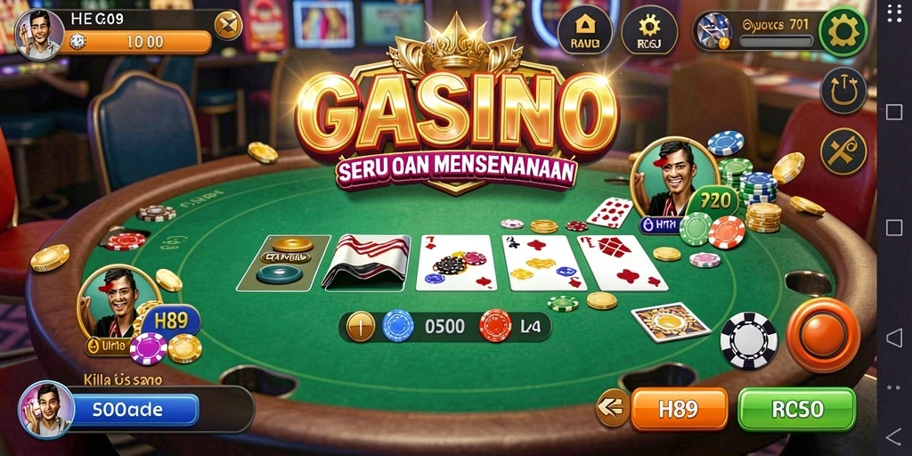 Screenshot gameplay H89 yang menampilkan suasana kasino yang mendebarkan.