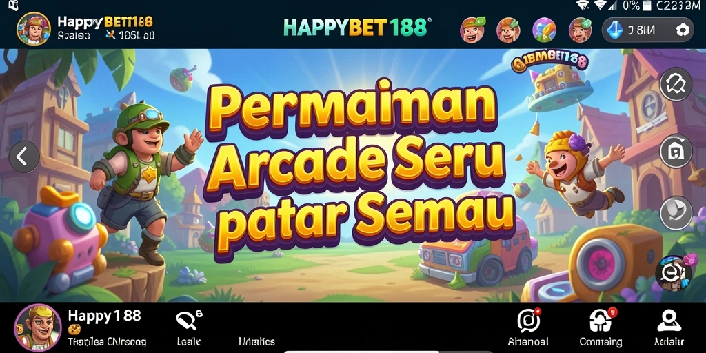Screenshot utama HAPPYBET188 menampilkan aksi seru dalam permainan Arcade.