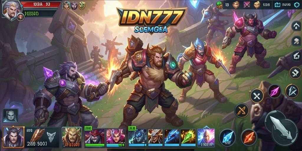Screenshot IDN777 yang menunjukkan aksi seru dalam gameplay MOBA.