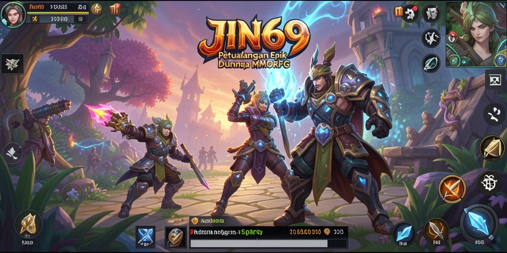 Screenshot gameplay JIN69 menampilkan pertarungan epik dan eksplorasi dunia terbuka.