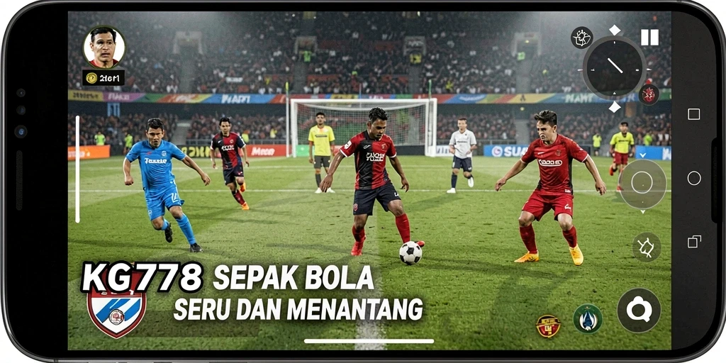 Screenshot gameplay KG778 menampilkan aksi seru di lapangan sepak bola.