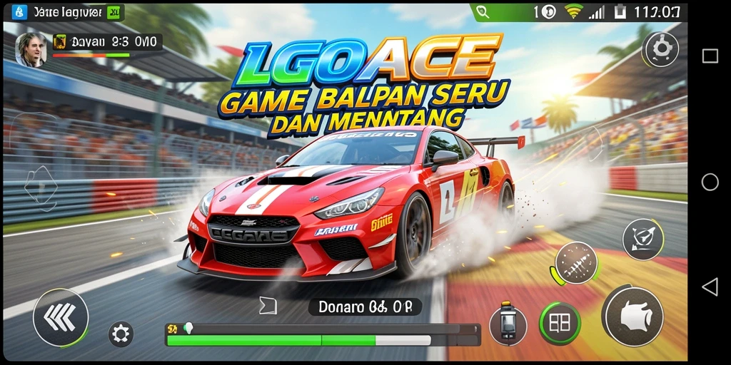 Screenshot menampilkan aksi balapan seru di LGOACE.