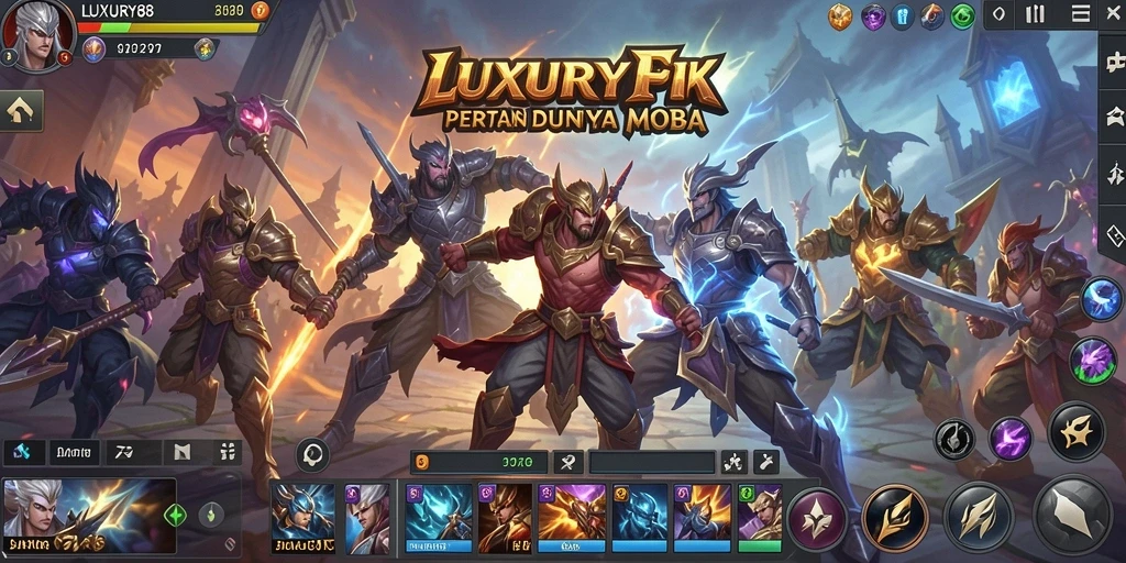 Screenshot gameplay LUXURY88 menunjukkan aksi tim yang intens dan strategis.