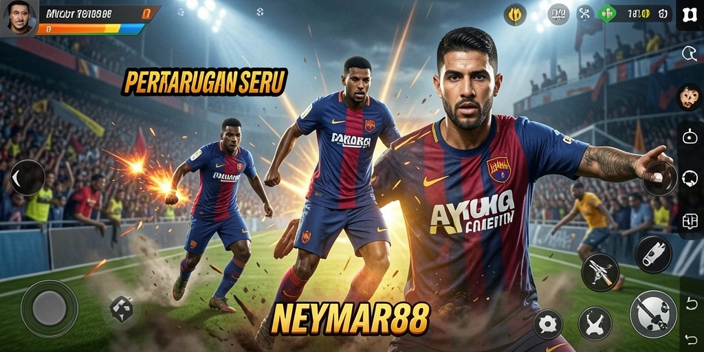 Gameplay atraktif dan seru dalam NEYMAR88 yang penuh aksi pertarungan.