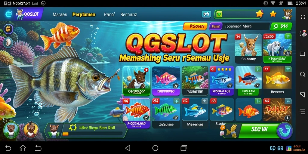 Screenshot gameplay QQSLOT yang menampilkan aksi memancing yang intens.