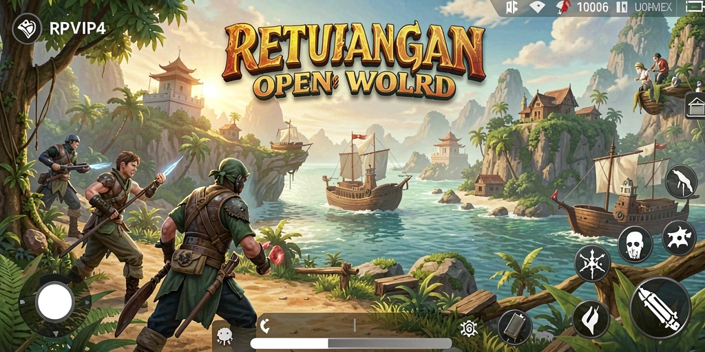 Tampilan gameplay RPVIP4 menunjukkan kebebasan eksplorasi dalam dunia yang luas.