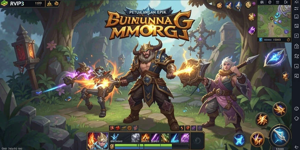 Screenshot memperlihatkan aksi seru dalam gameplay MMORPG RVIP3.