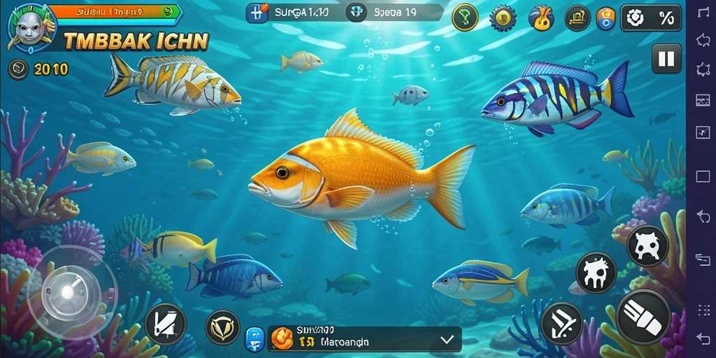 Tampilan gameplay seru dalam SURGA19 dengan aksi menembak ikan.
