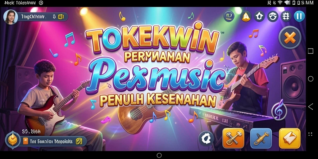 Tampilan gameplay menarik di TOKEKWIN dengan berbagai lagu.