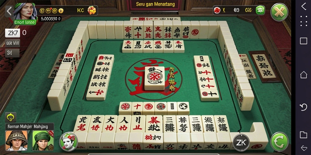 Screenshot ZK7 menampilkan gameplay Mahjong yang seru dan interaktif.